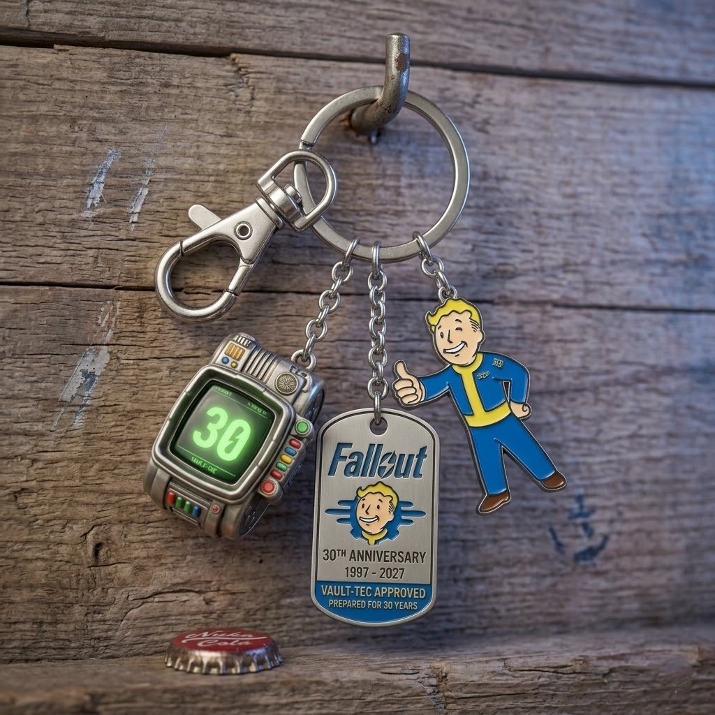 Fallout 30th Anniversary 1997-2027 Vault-Tec Keychain Set - Image 2