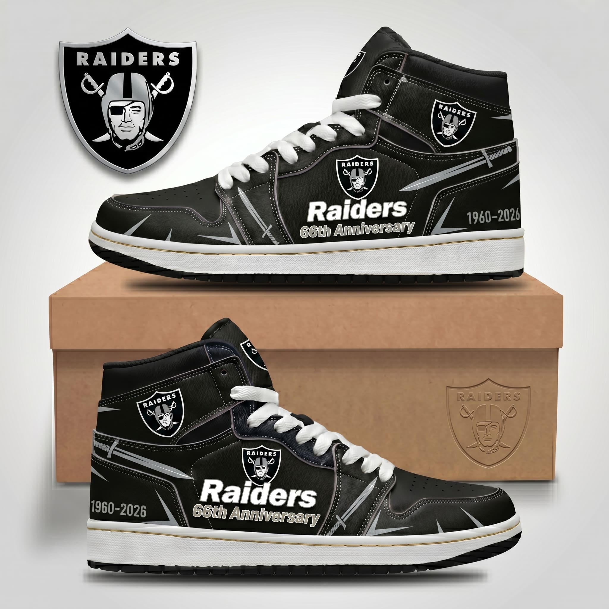 Las Vegas Raiders 66th Anniversary 1960-2026 High Tops Shoes
