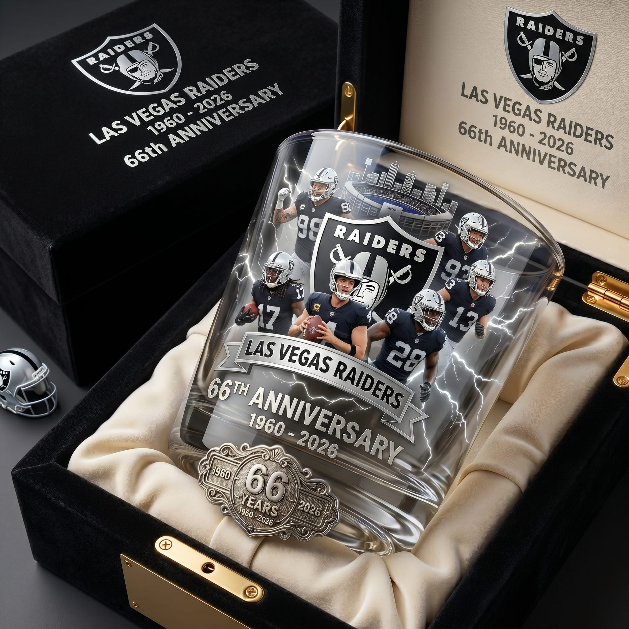 Las Vegas Raiders 66th Anniversary 1960-2026 Whiskey Glass