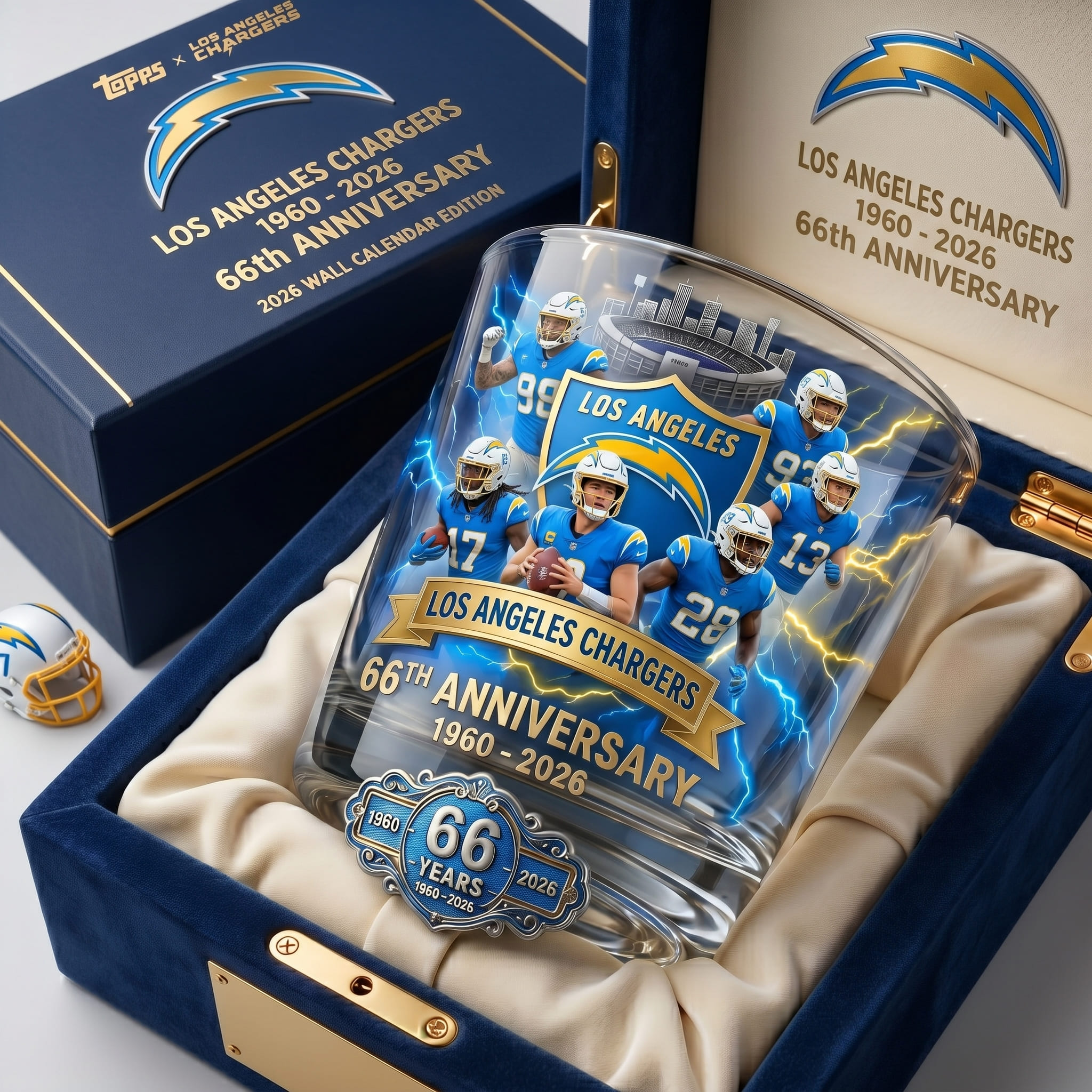 Los Angeles Chargers 66th Anniversary 1960-2026 Whiskey Glass