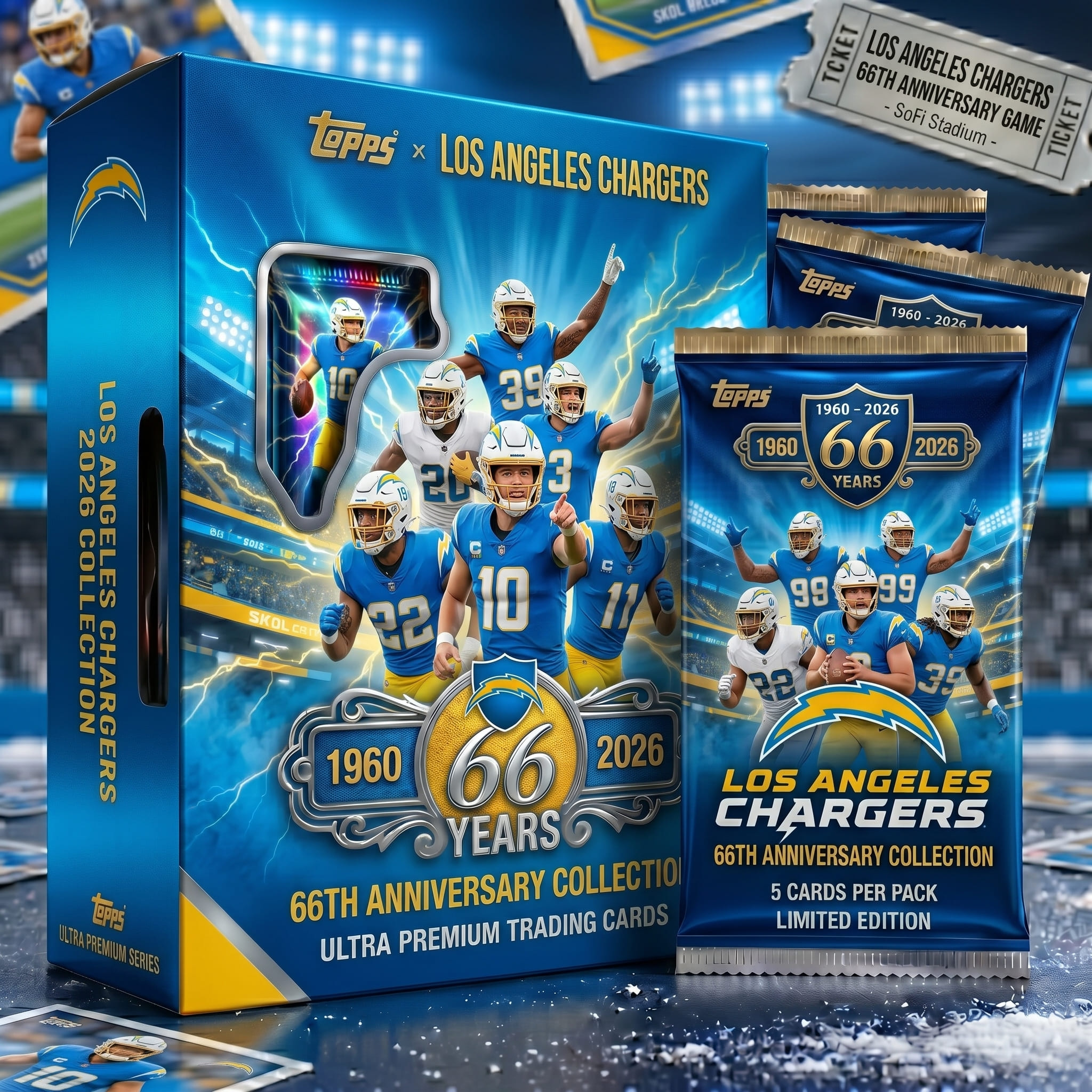 Los Angeles Chargers 66th Anniversary Trading Cards