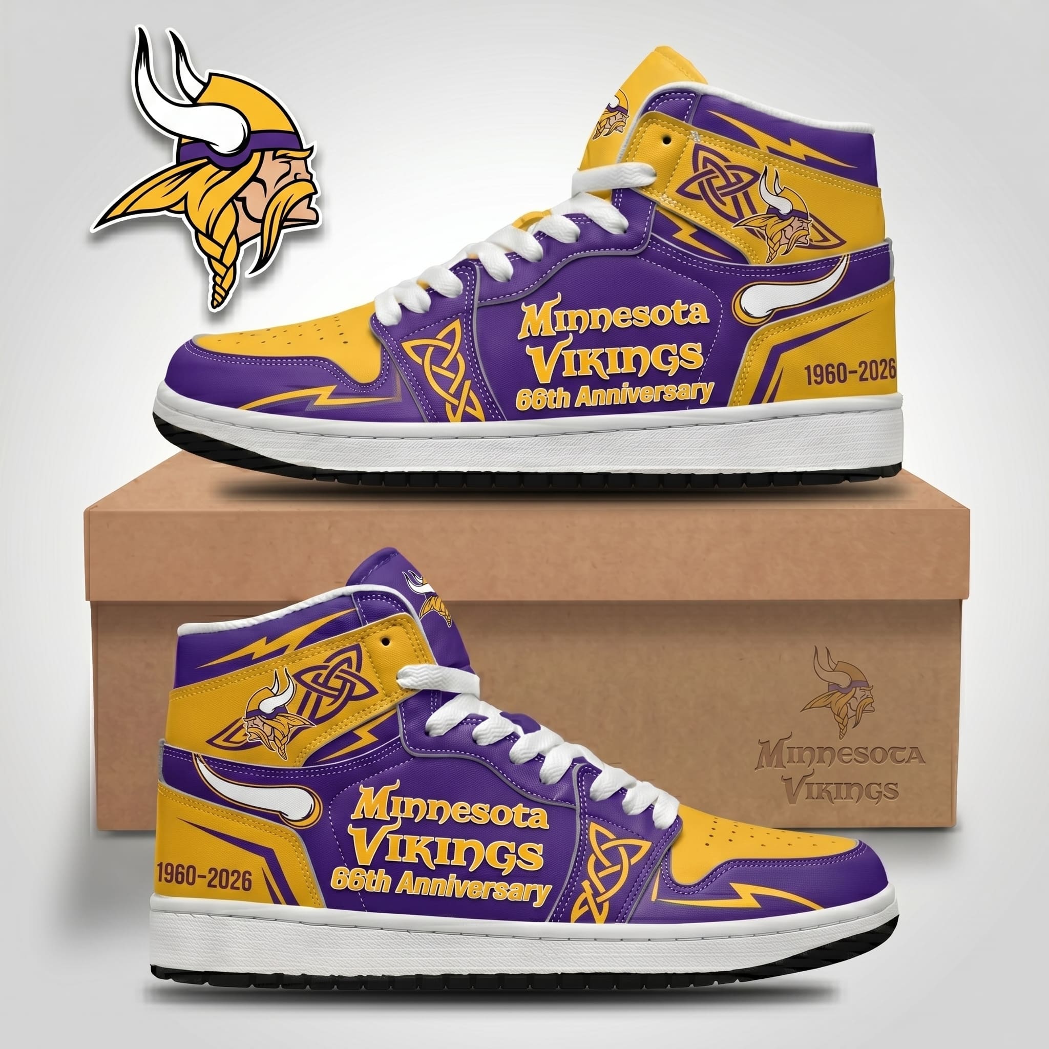 Minnesota Vikings 66th Anniversary 1960-2026 High Top Sneakers