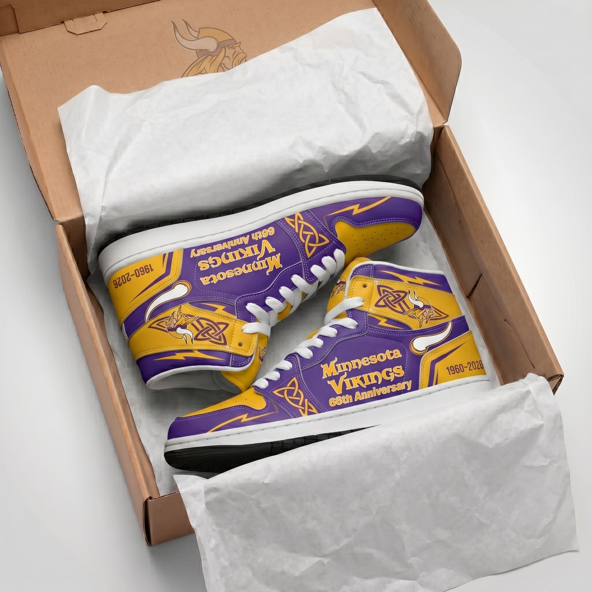 Minnesota Vikings 66th Anniversary 1960-2026 High Top Sneakers - Image 2