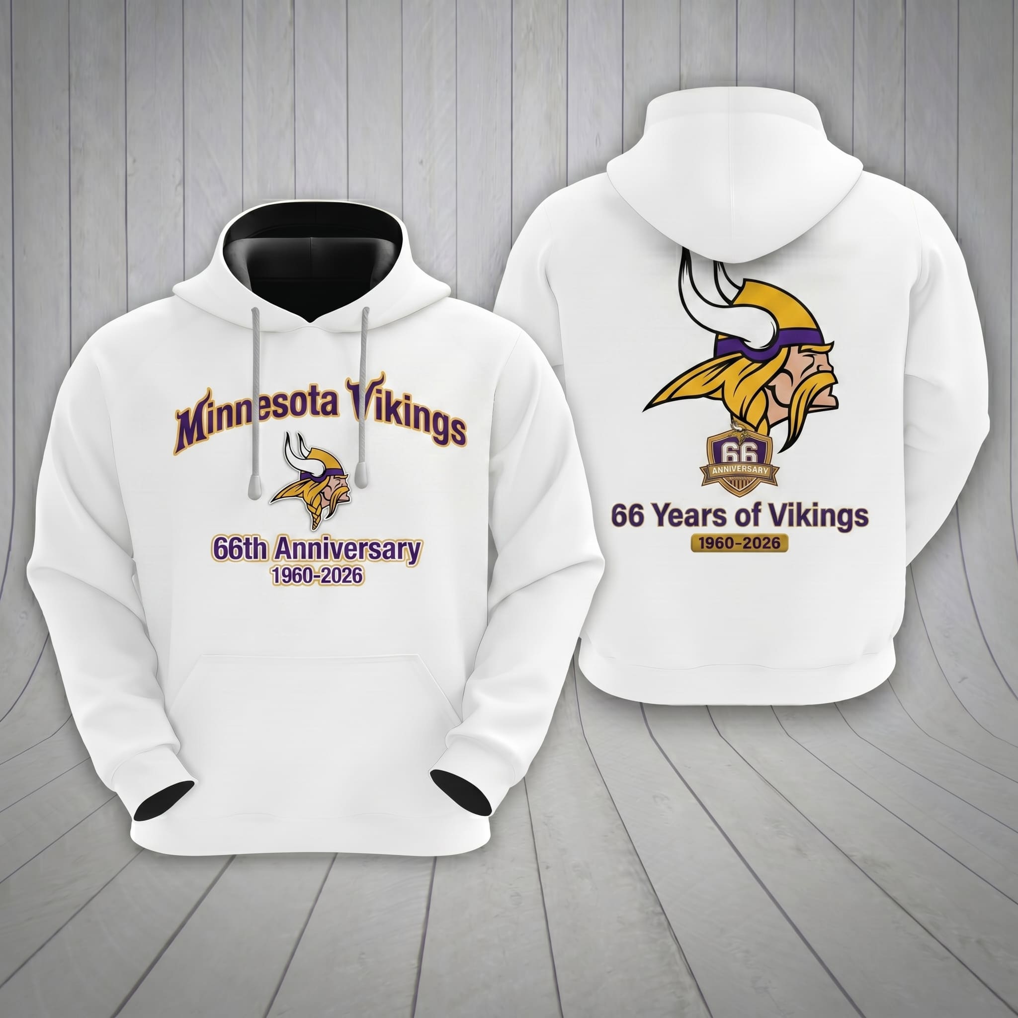 Minnesota Vikings 66th Anniversary 1960-2026 Hoodie