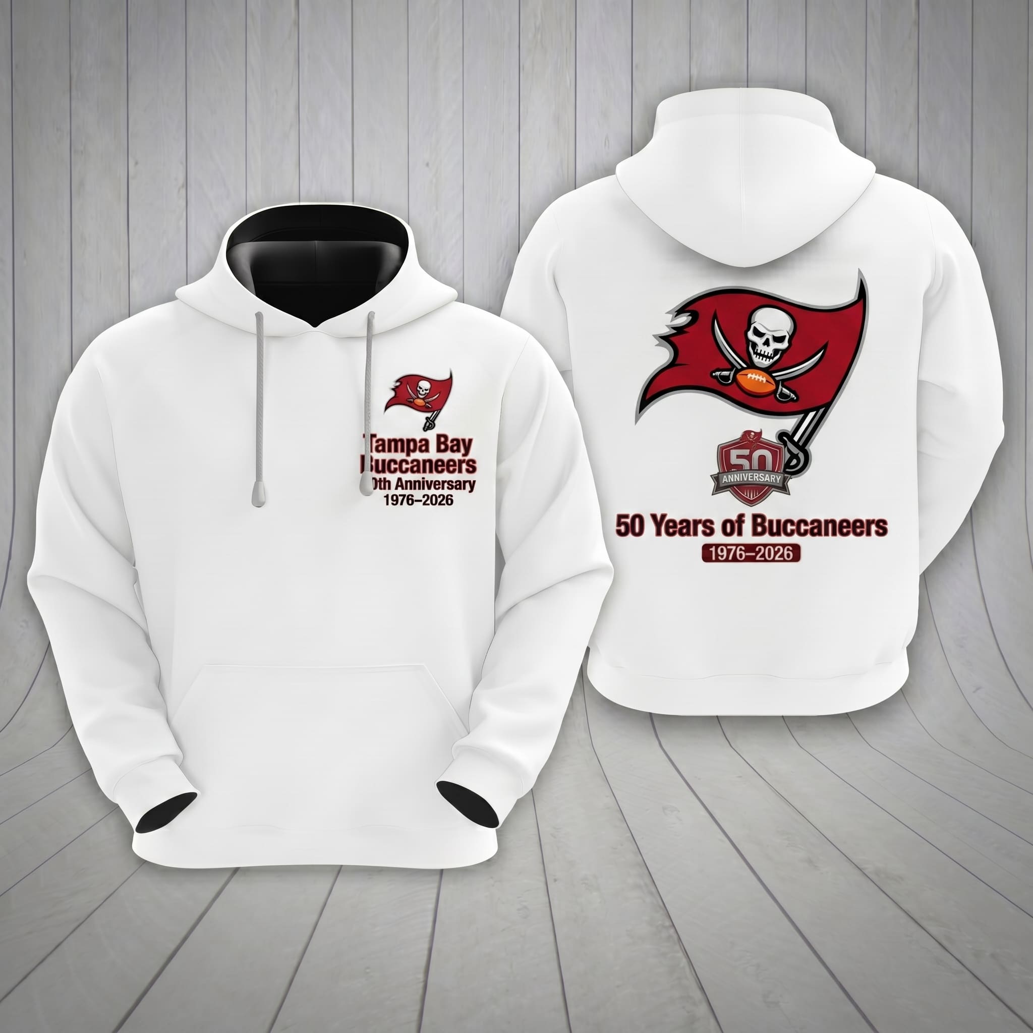Tampa Bay Buccaneers 50th Anniversary 1976-2026 Hoodie