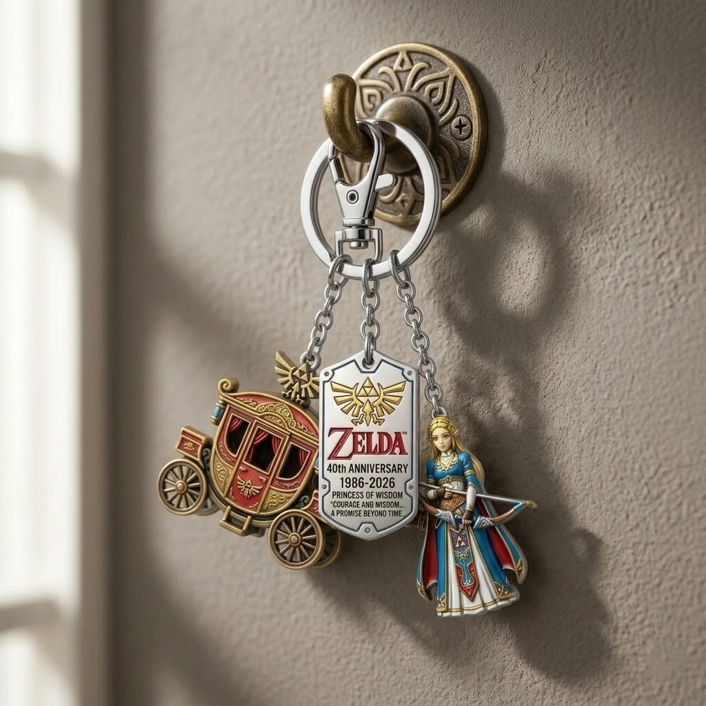 Zelda 40th Anniversary 1986-2026 Princess of Wisdom Keychain - Image 2