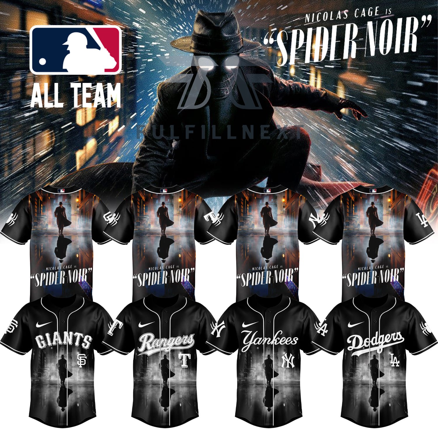 All MLB Teams Spider-Noir Baseball Jersey