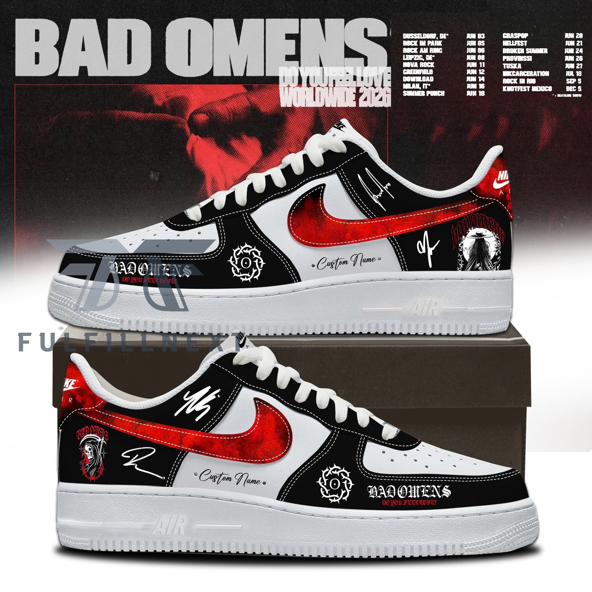 Bad Omens Do You Feel Love Worldwide 2026 AF1 Shoes