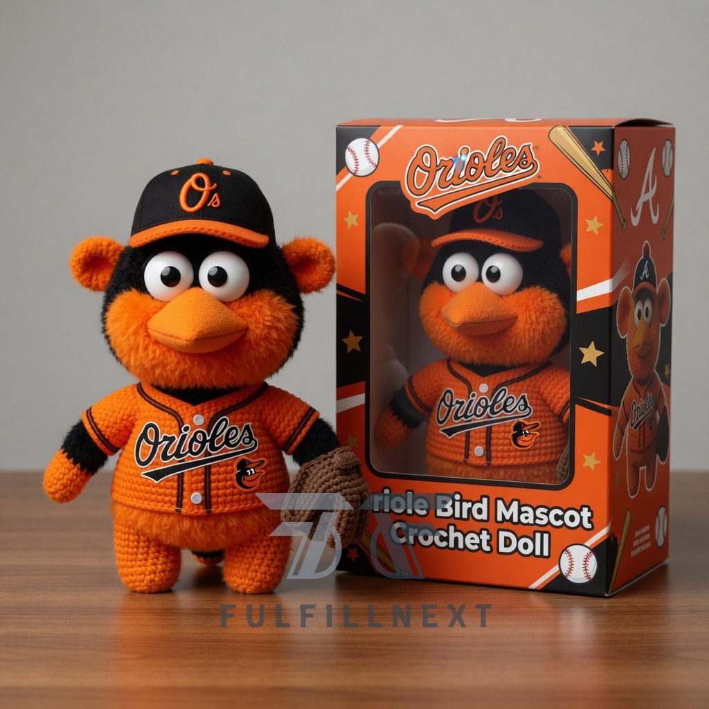 Baltimore Orioles Oriole Bird Mascot Crochet Doll - Image 2