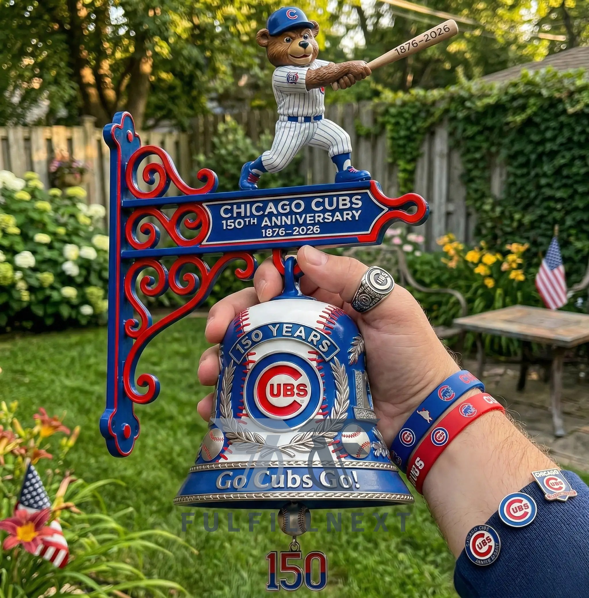 Chicago Cubs 150th Anniversary Wall Bell - Image 2