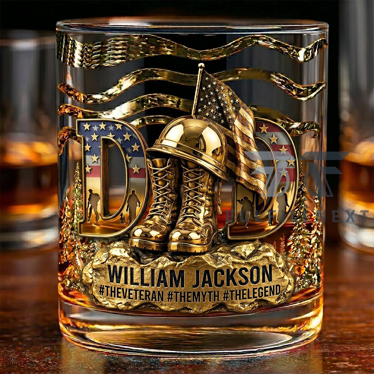 Dad William Jackson Veteran The Myth The Legend Military Whiskey Glass