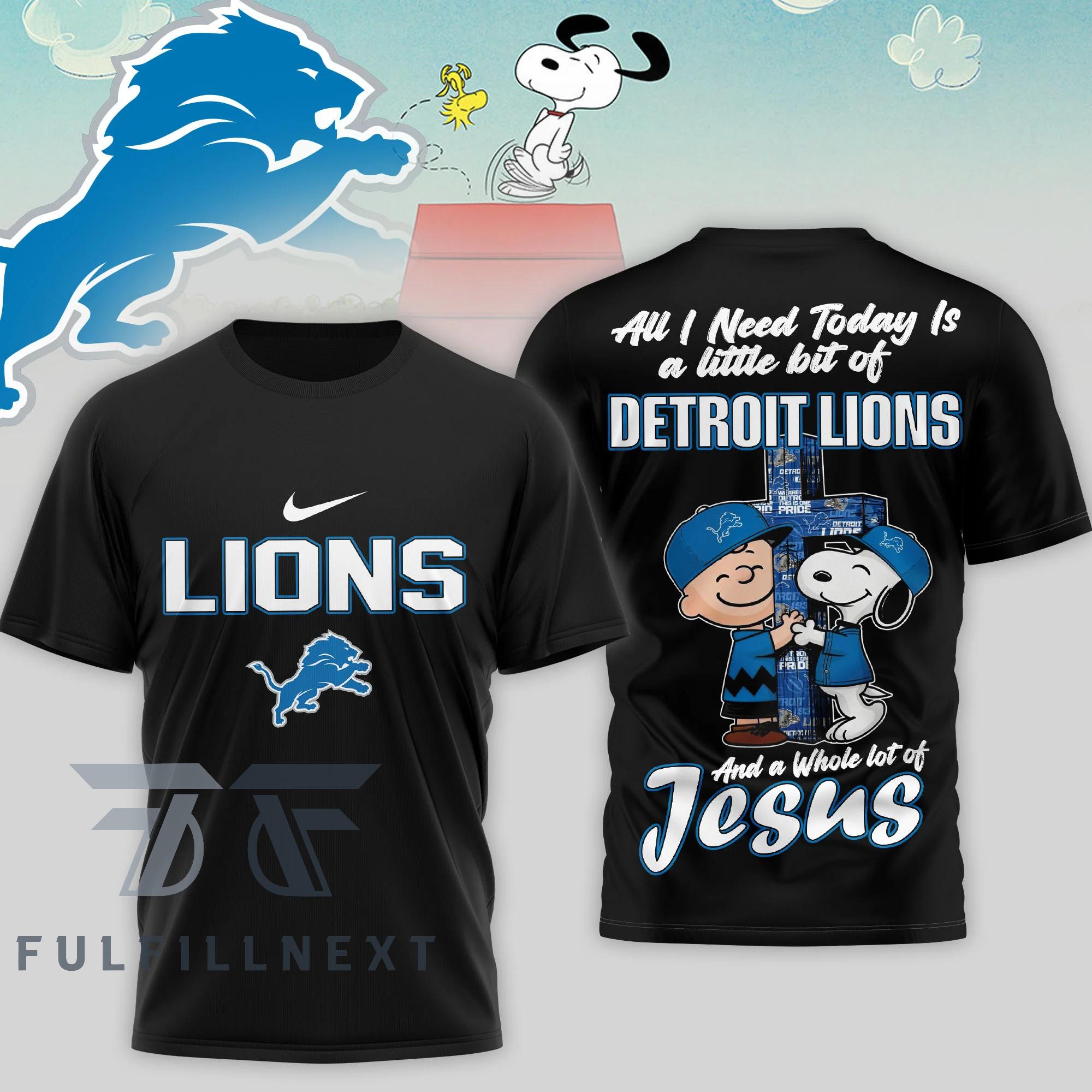 Detroit Lions Peanuts Charlie Brown Snoopy T-Shirt - Image 2