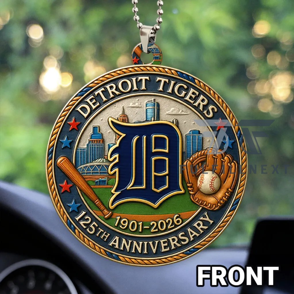 Detroit Tigers 125th Anniversary Car Ornament - Image 2