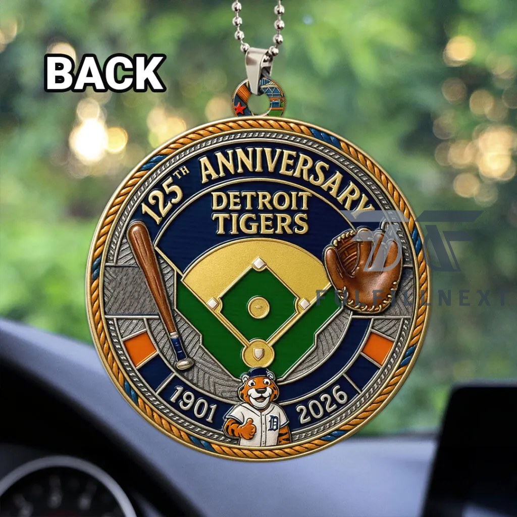 Detroit Tigers 125th Anniversary Car Ornament - Image 3