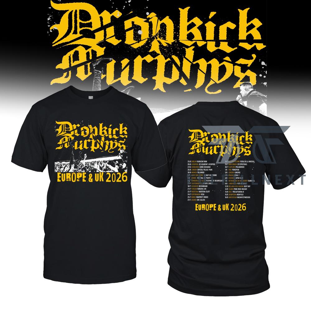 Dropkick Murphys Europe &amp; UK 2026 Tour T-Shirt