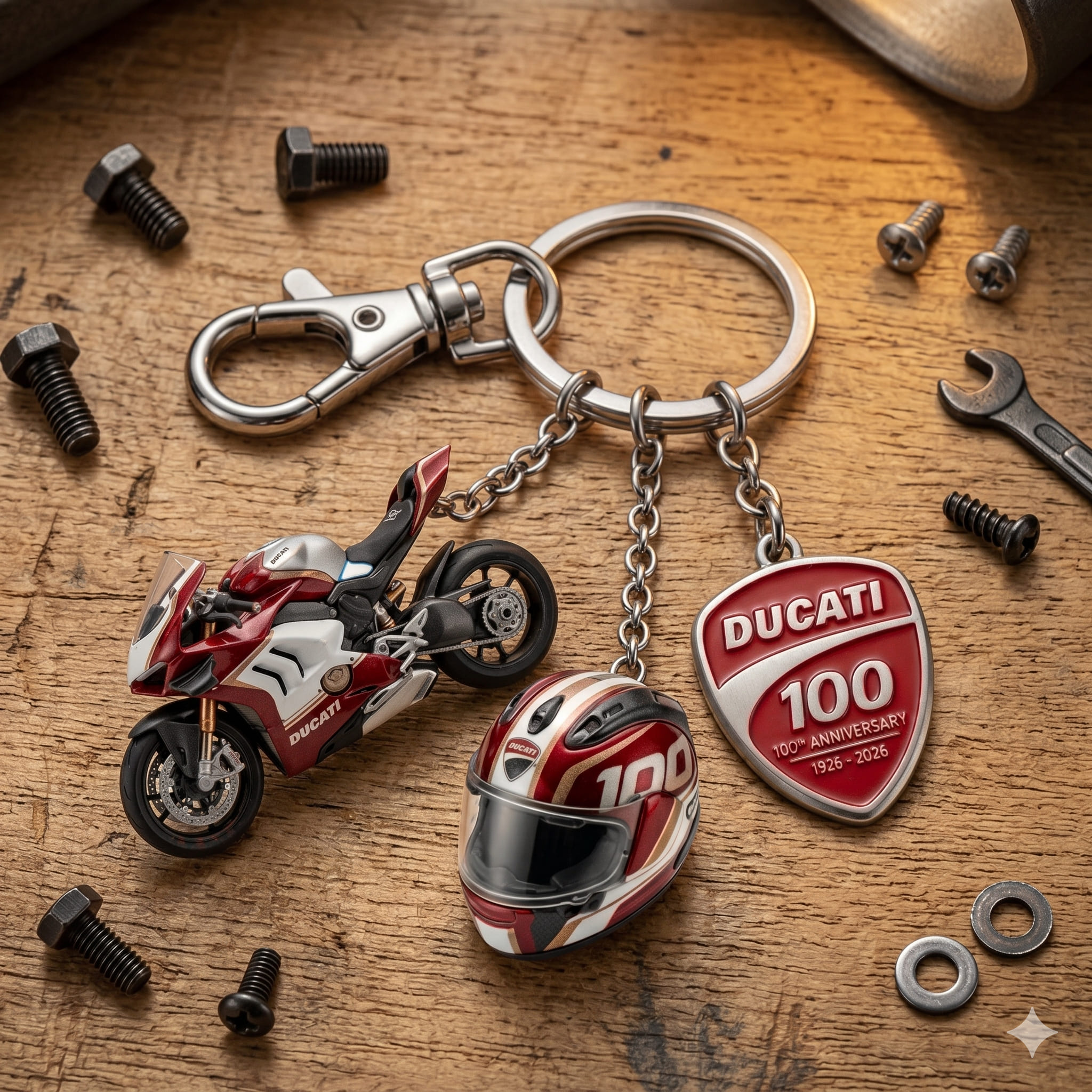 Ducati 100th Anniversary Keychain