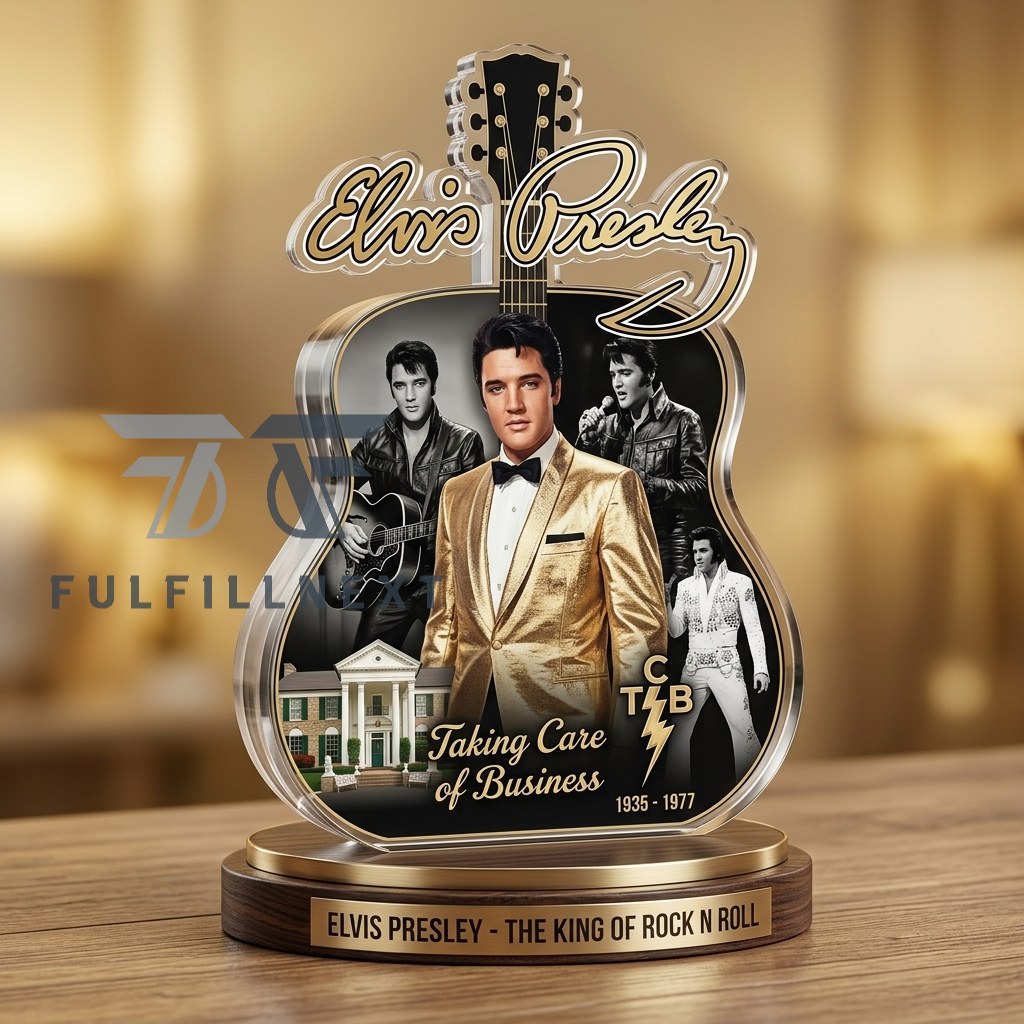 Elvis Presley The King of Rock N Roll Acrylic Guitar Display - Image 2