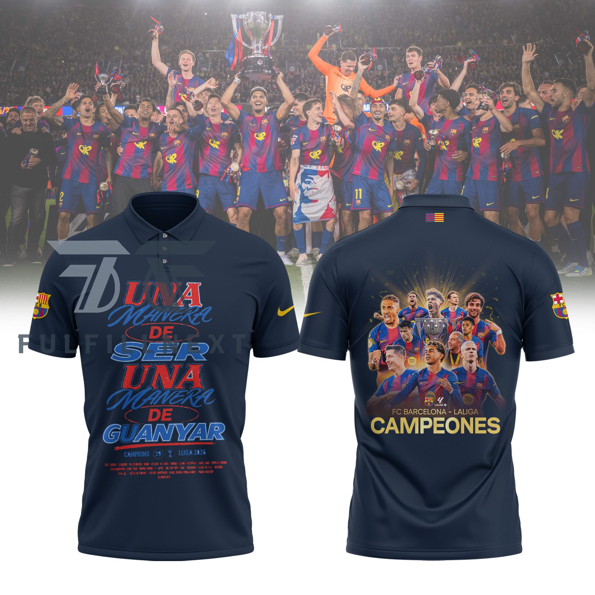 FC Barcelona 29th La Liga Champions 2026 Polo Shirt - Image 2