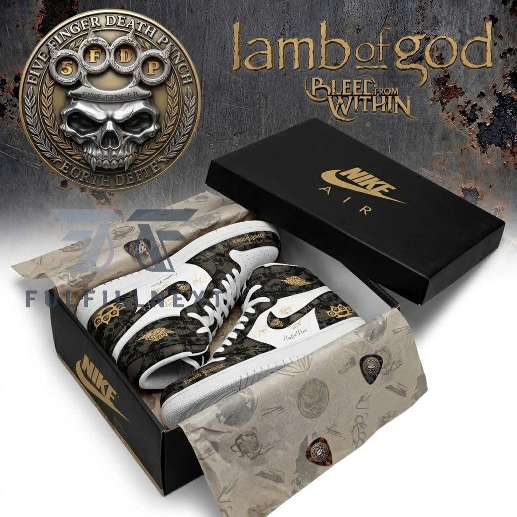 Five Finger Death Punch Lamb of God Europe 2027 Tour AJ1 Sneakers - Image 2