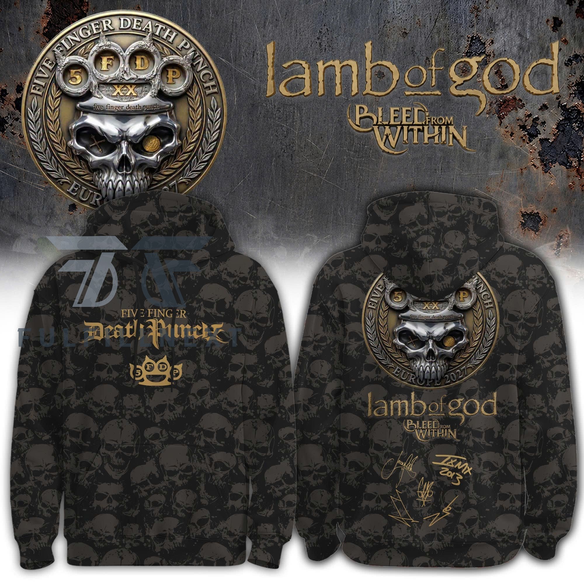 Five Finger Death Punch Lamb of God Europe 2027 Tour Hoodie