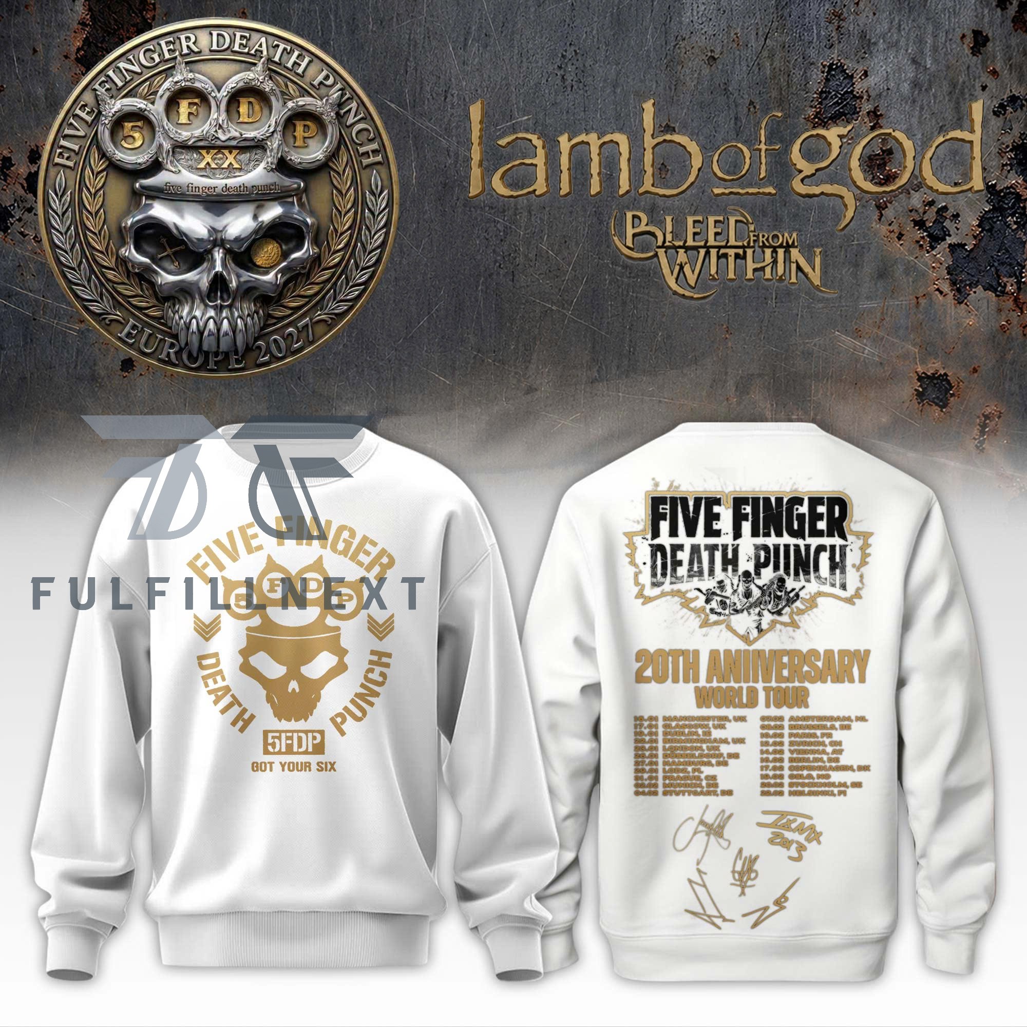 Five Finger Death Punch Lamb of God Europe 2027 Tour Sweatshirt