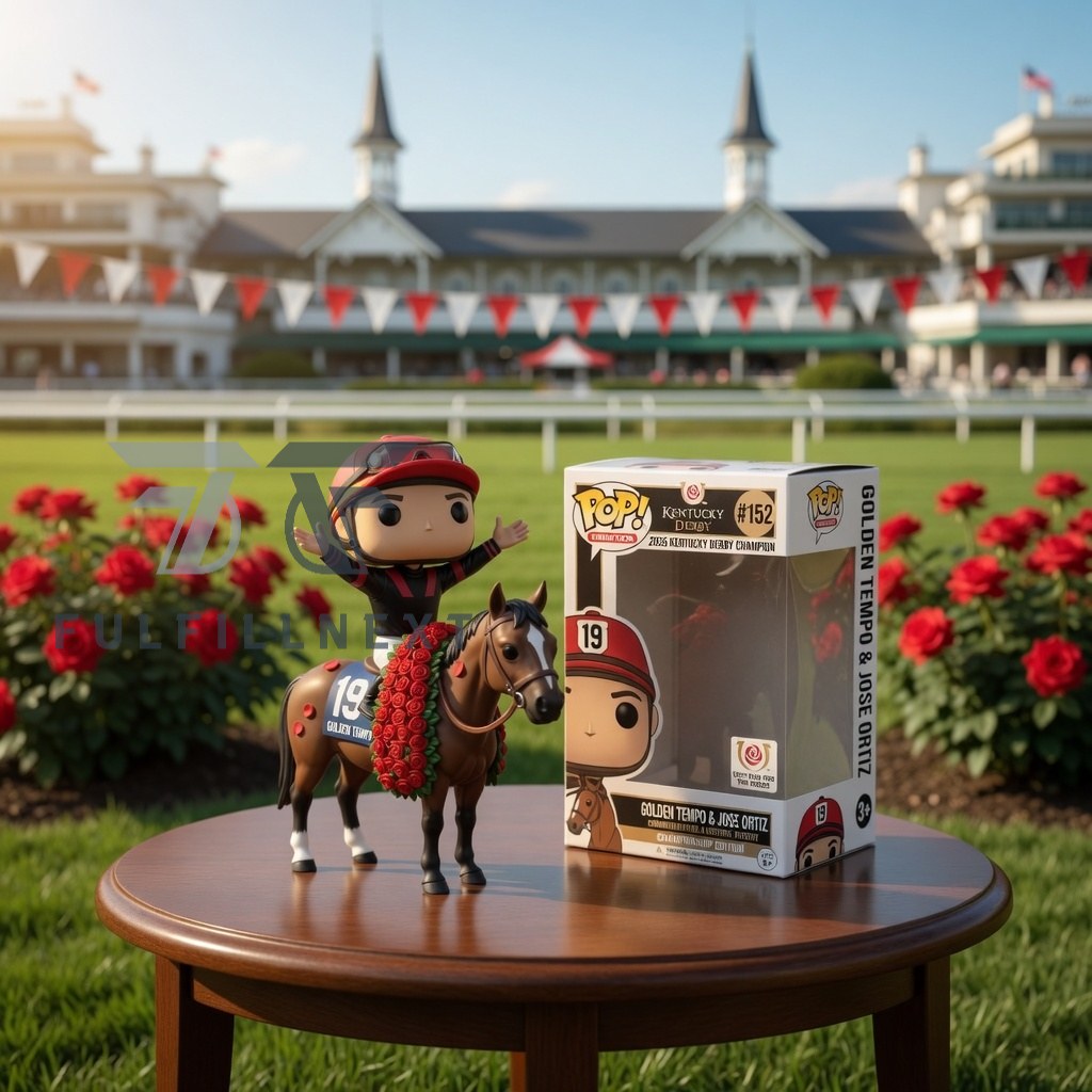 Golden Tempo &amp; Jose Ortiz 2026 Kentucky Derby Champion 152nd Vinyl Figure - Image 2