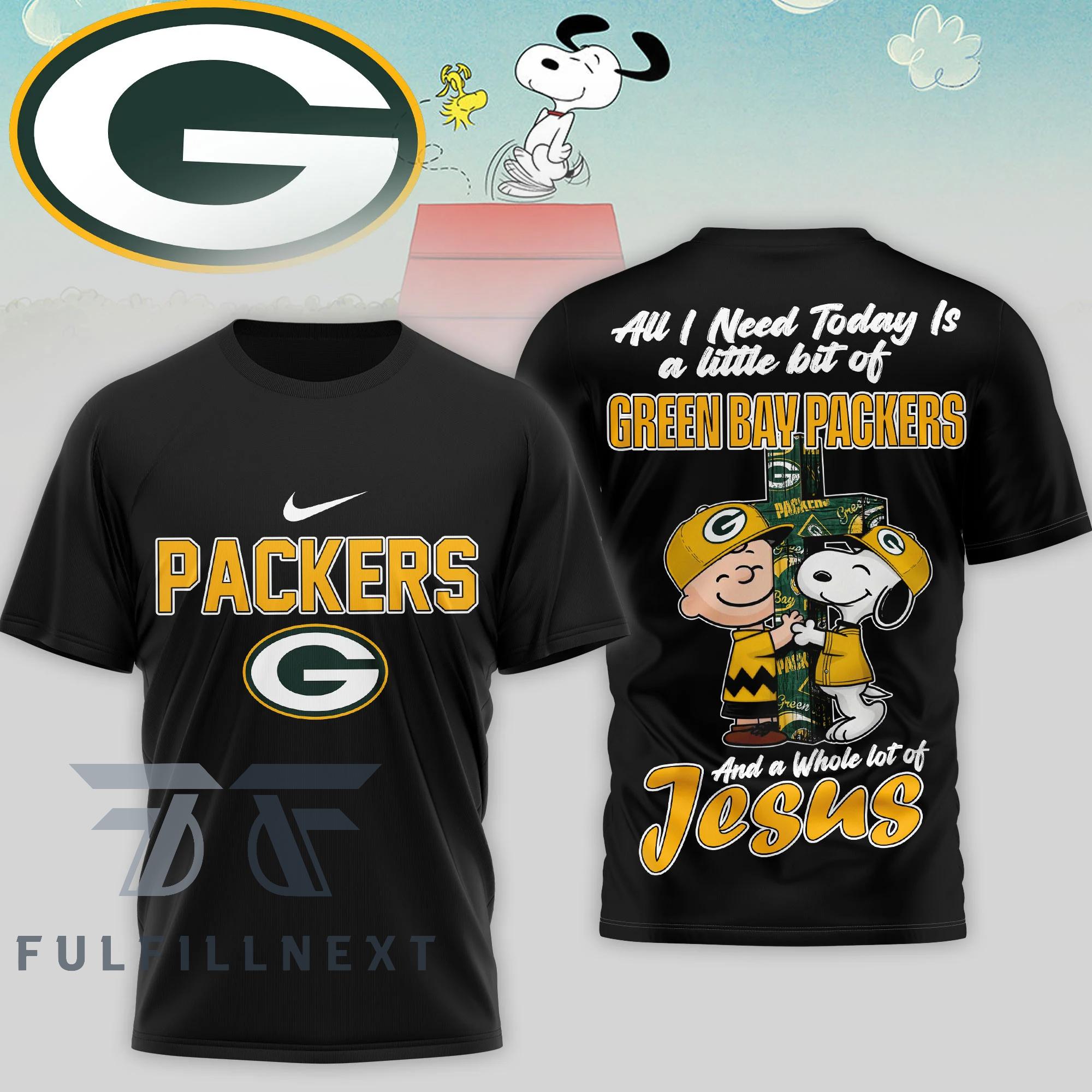 Green Bay Packers Peanuts Charlie Brown Snoopy T-Shirt - Image 2