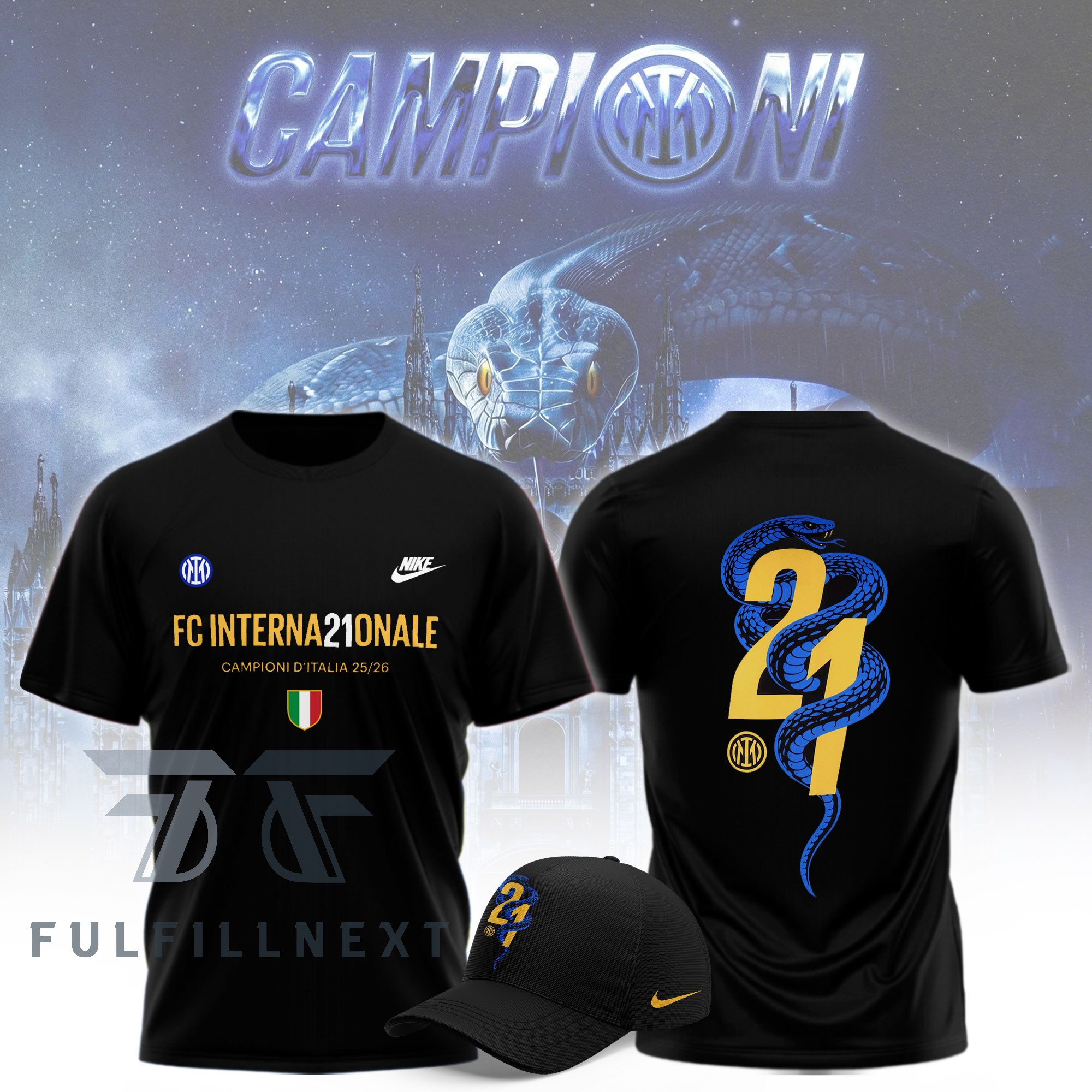 Inter Campioni D'italia 2025 2026 3D T-Shirt