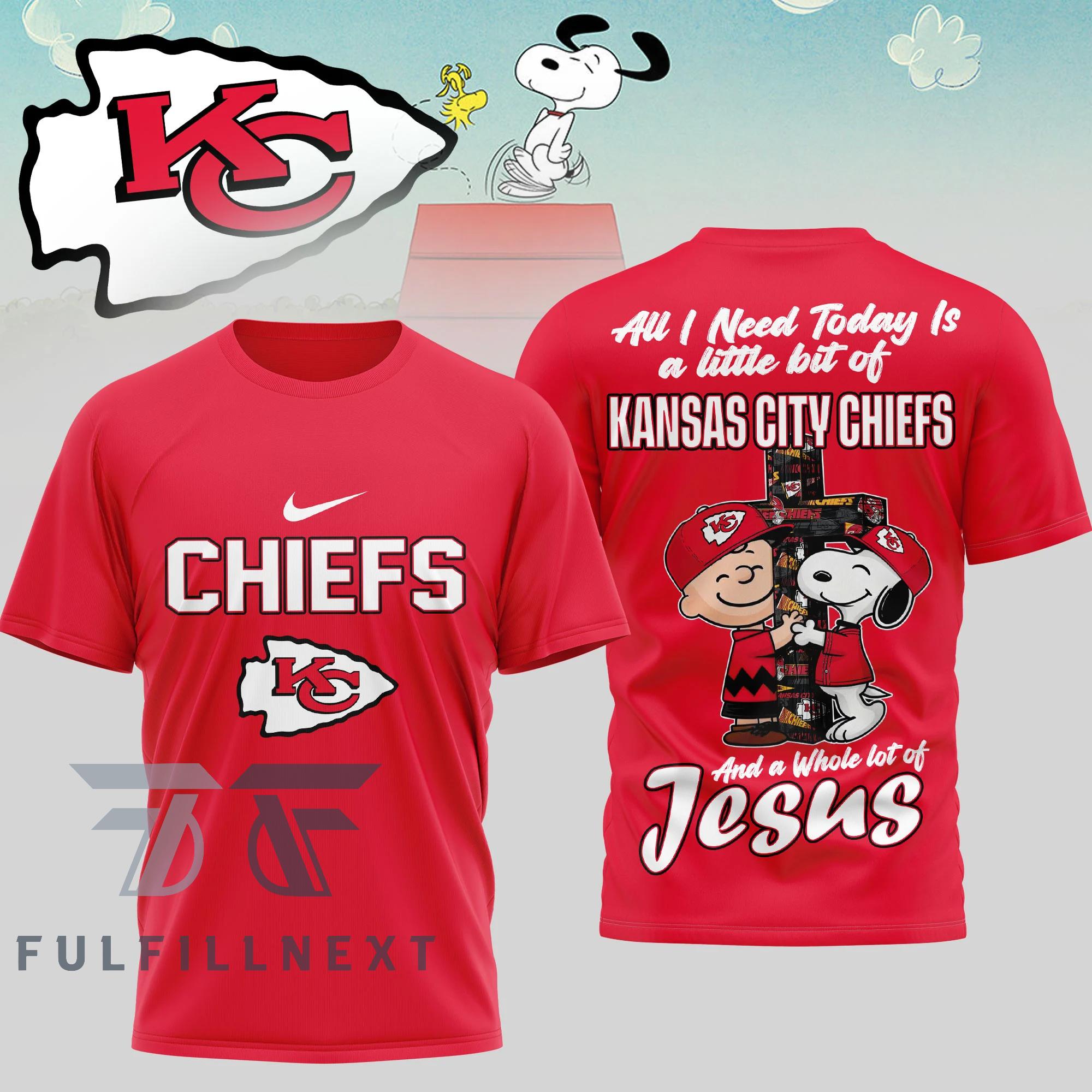 Kansas City Chiefs Peanuts Charlie Brown Snoopy T-Shirt - Image 3