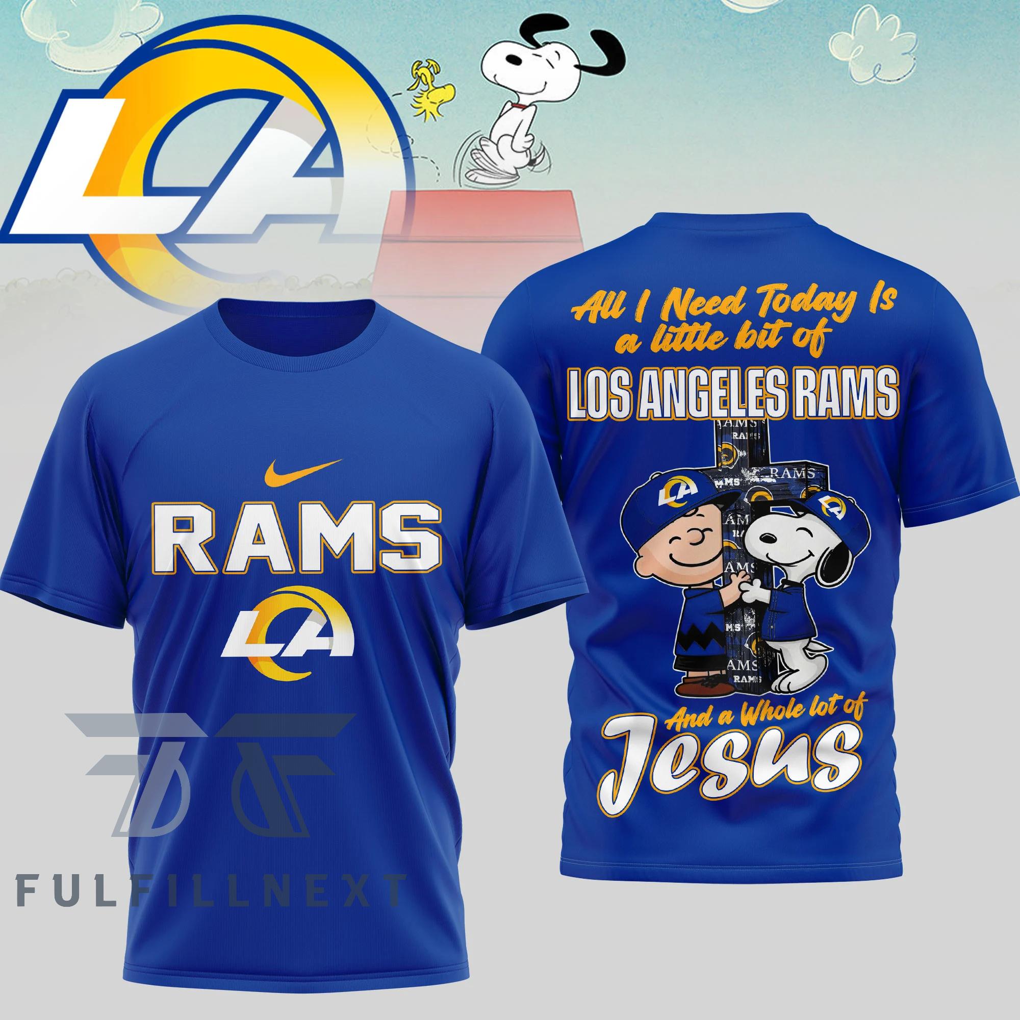 Los Angeles Rams Peanuts Charlie Brown Snoopy T-Shirt - Image 3