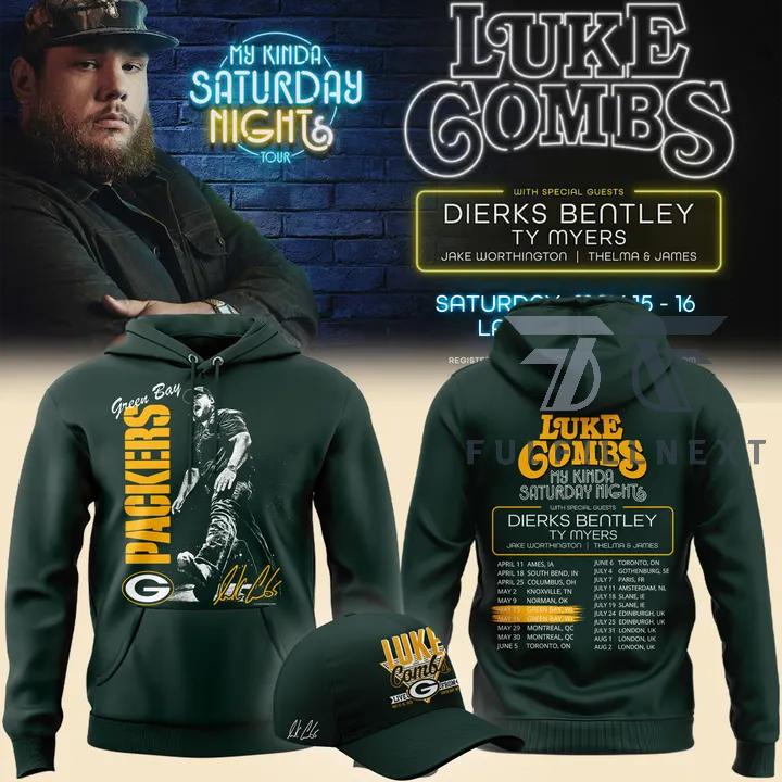 Luke Combs Green Bay Packers My Kinda Saturday Night Tour Hoodie