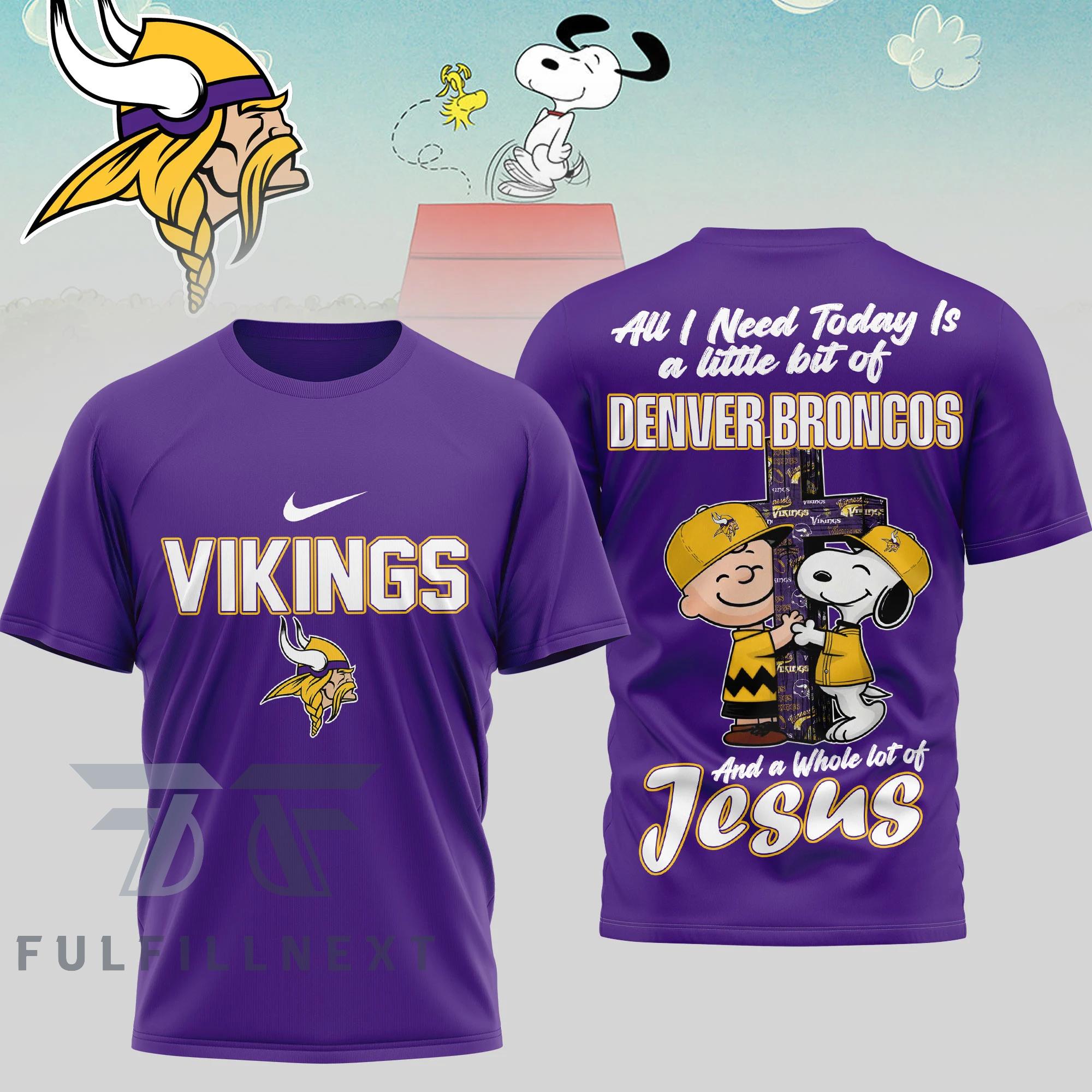 Minnesota Vikings Peanuts Charlie Brown Snoopy T-Shirt - Image 3