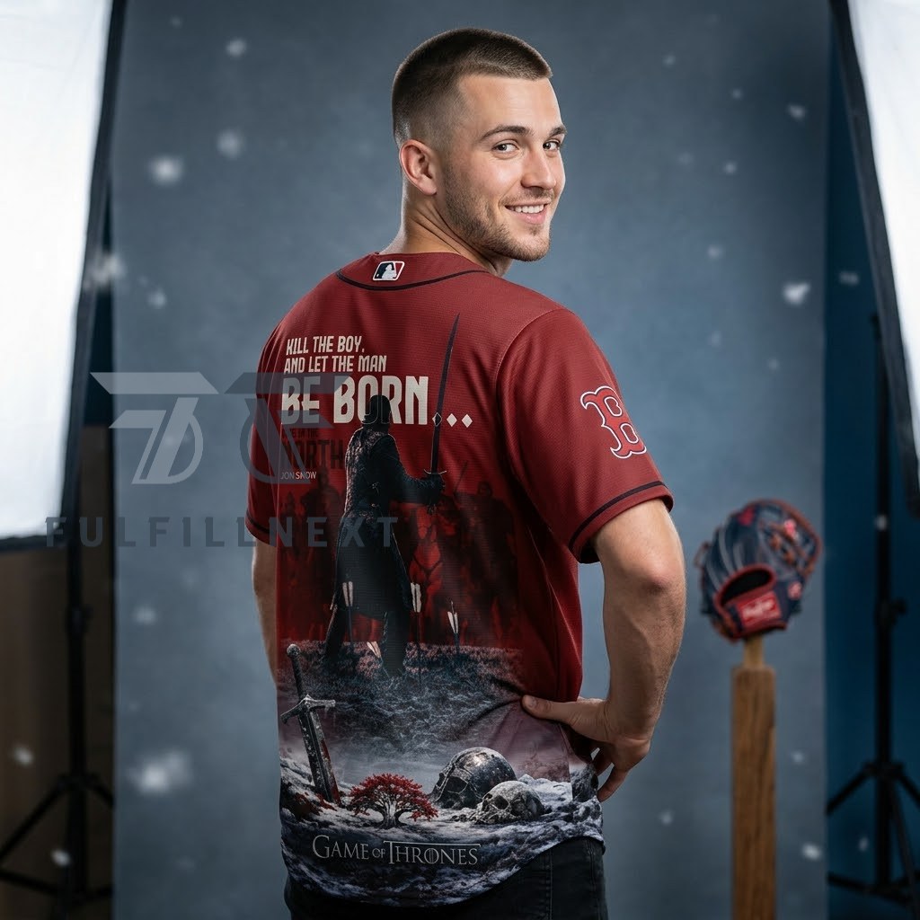 MLB All Team x Game of Thrones Winter Is Coming Jon Snow Baseball Jersey - Image 3
