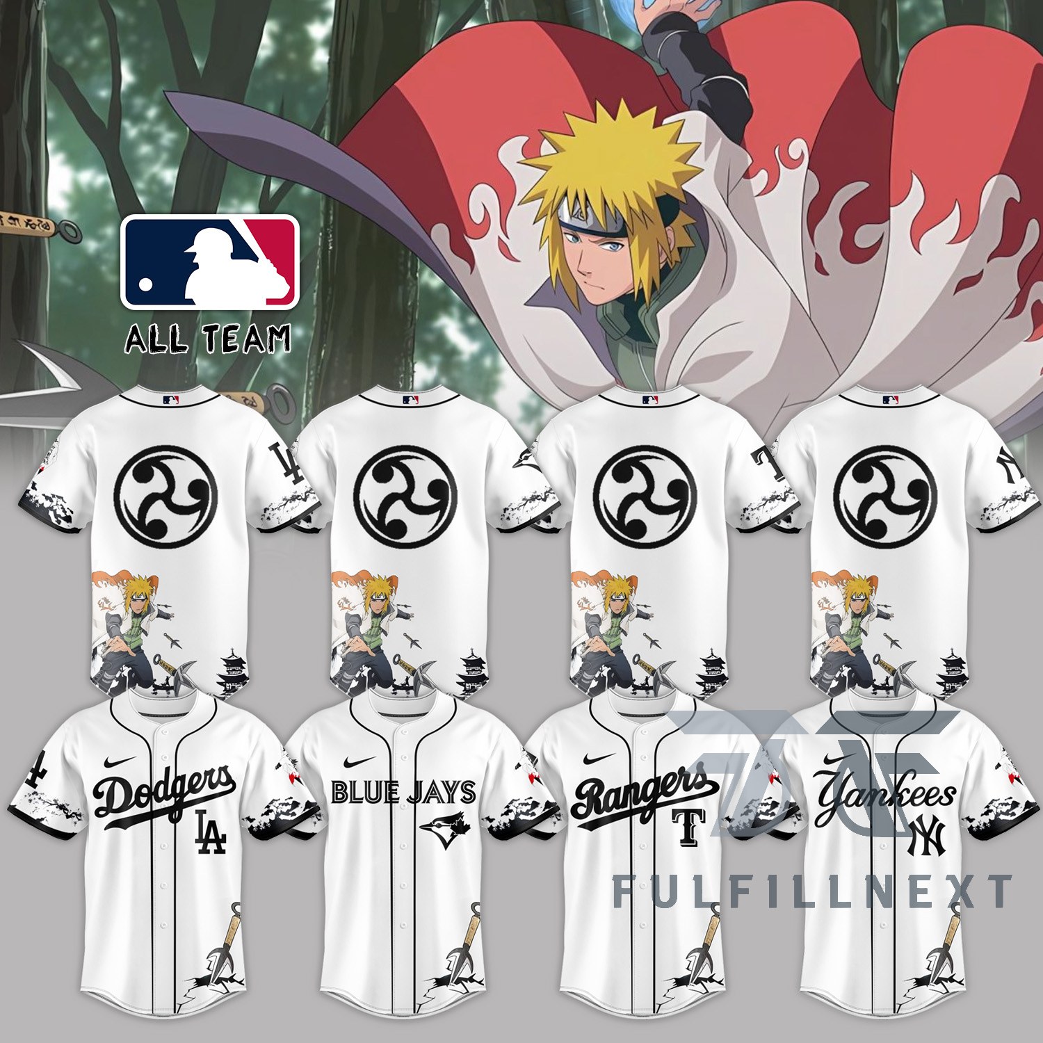 MLB All Team X Naruto Minato Baseball Jersey