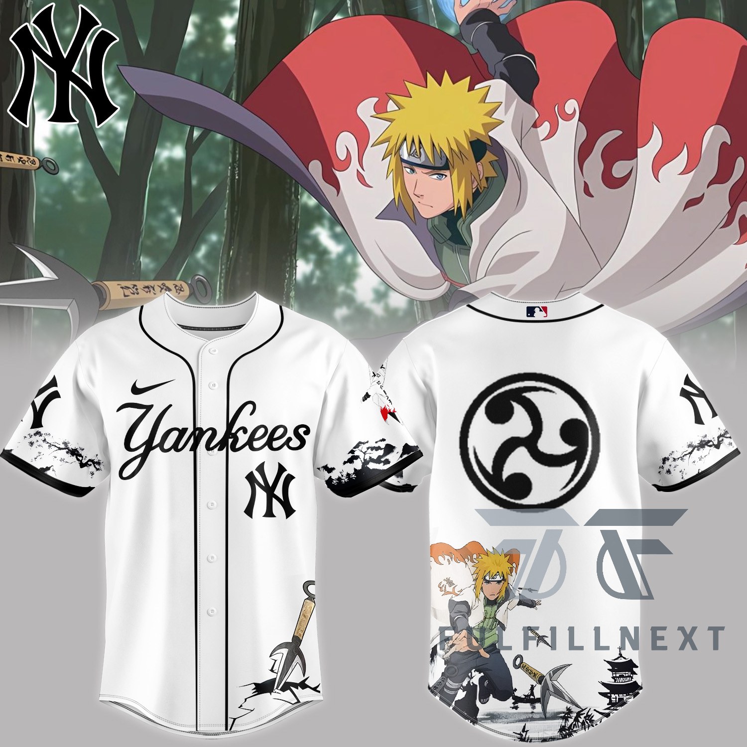 MLB All Team X Naruto Minato Baseball Jersey - Image 2