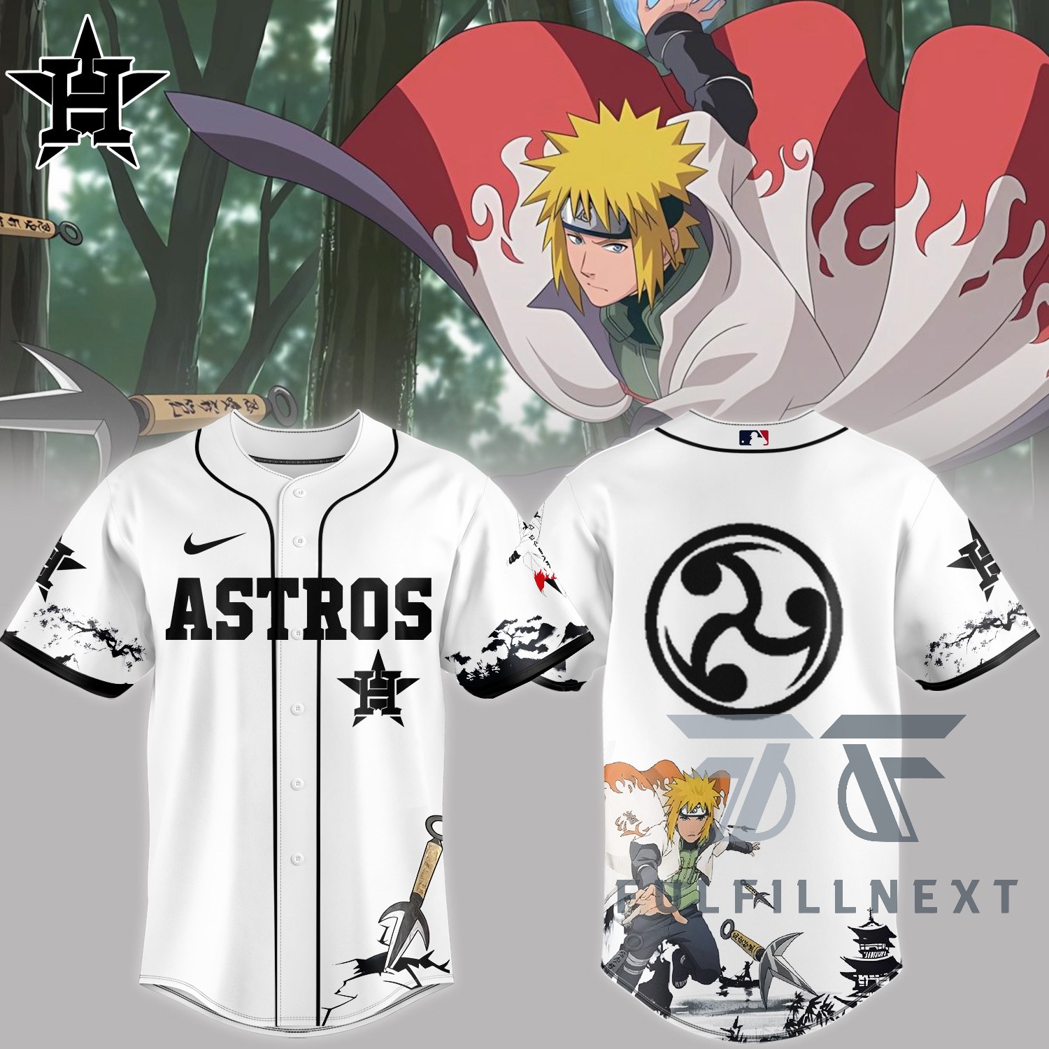 MLB All Team X Naruto Minato Baseball Jersey - Image 3
