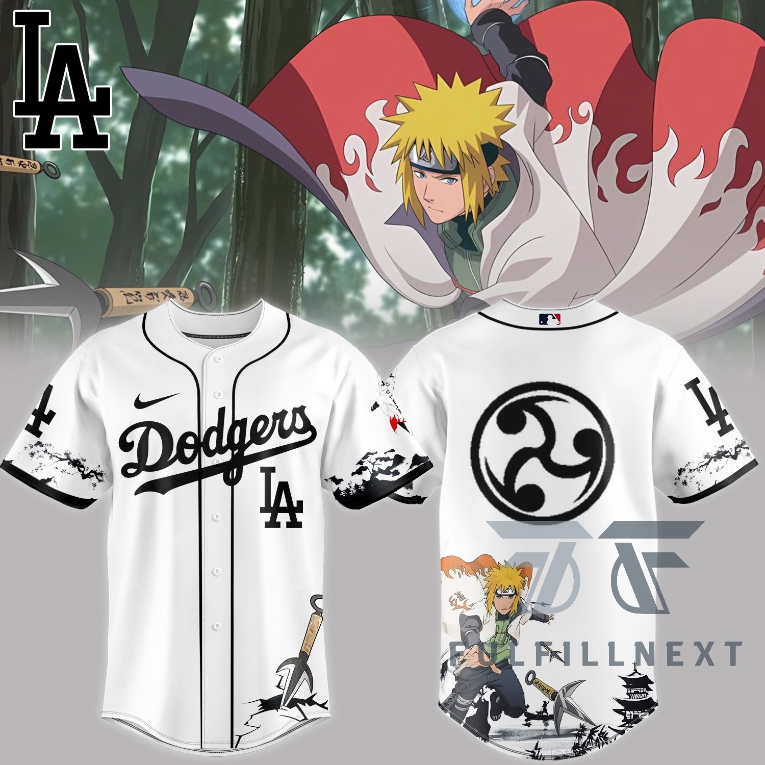MLB All Team X Naruto Minato Baseball Jersey - Image 5