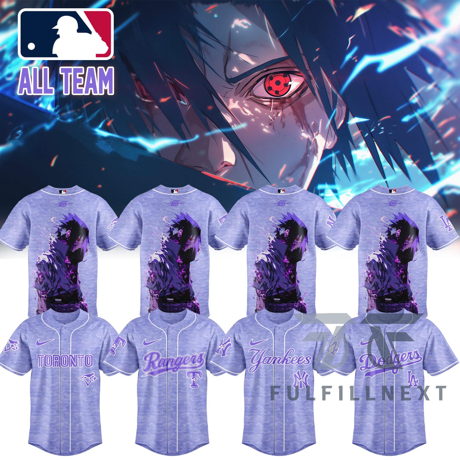 MLB All Team X Naruto Sasuke Baseball Jersey
