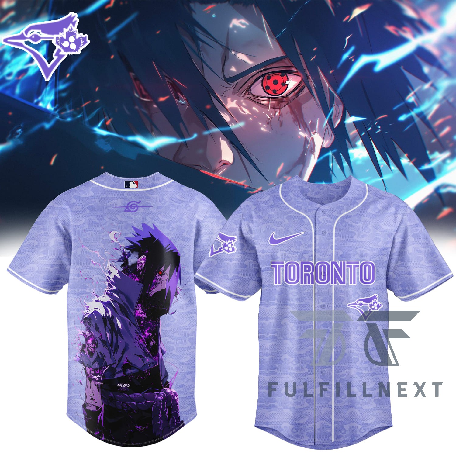 MLB All Team X Naruto Sasuke Baseball Jersey - Image 2