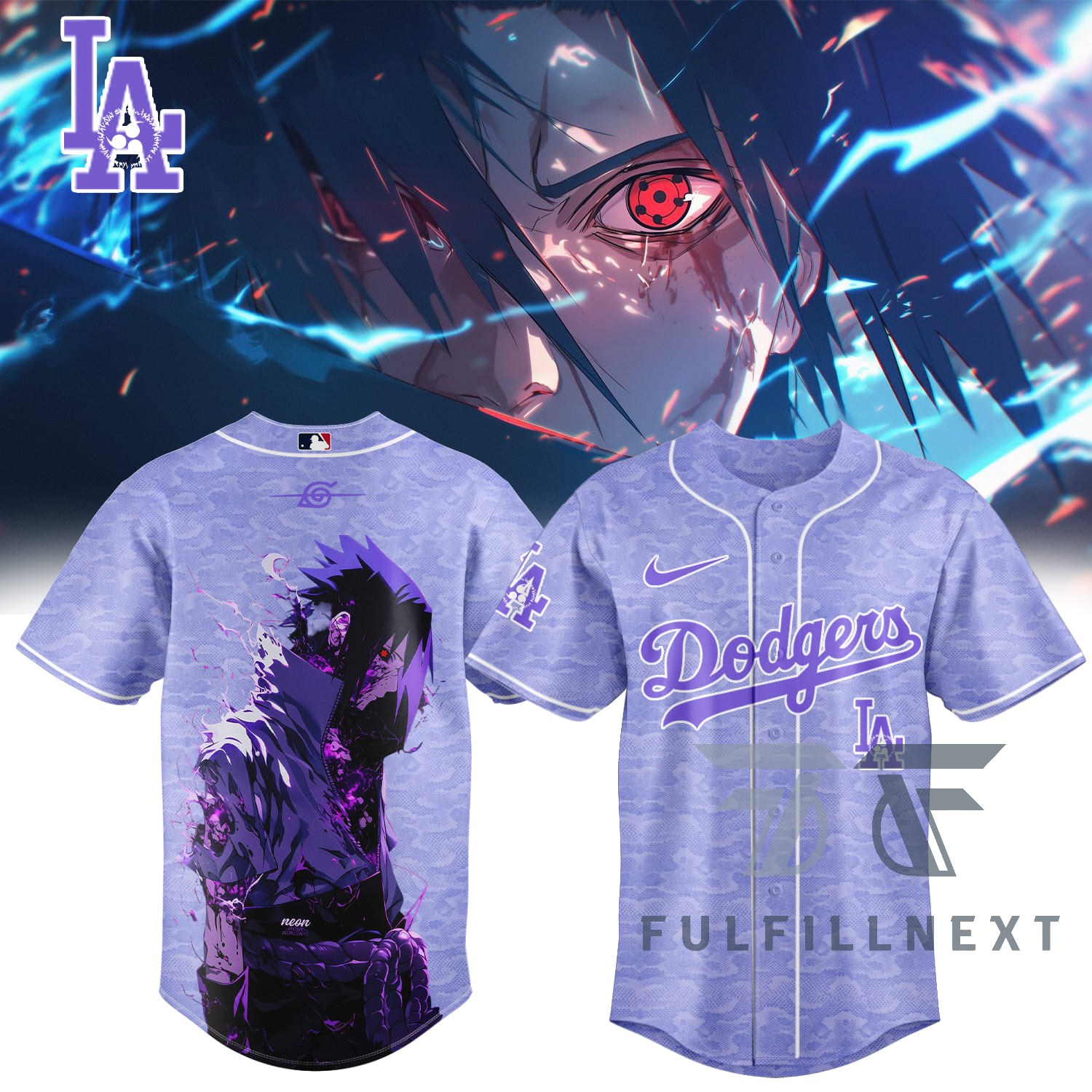 MLB All Team X Naruto Sasuke Baseball Jersey - Image 5