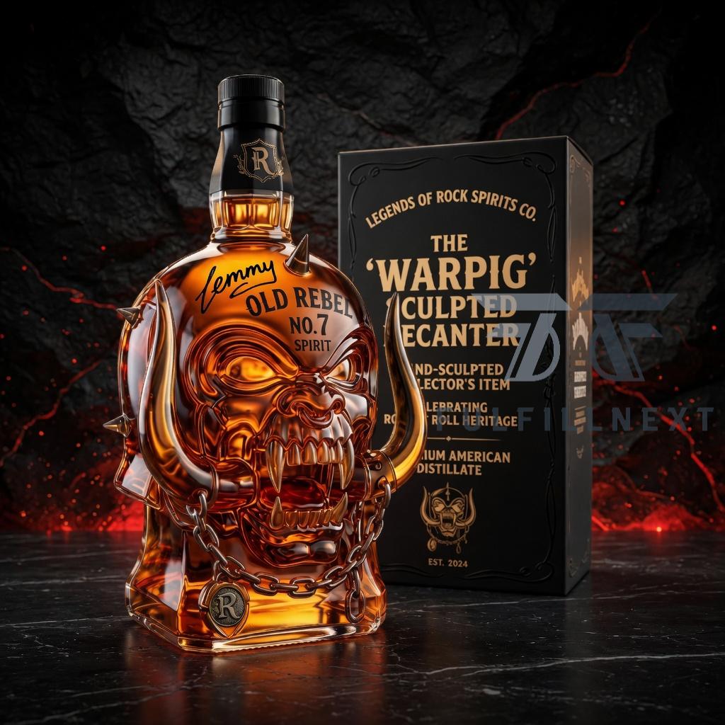 Motorhead Old Rebel No. 7 Spirit War Pig Whiskey Bottle