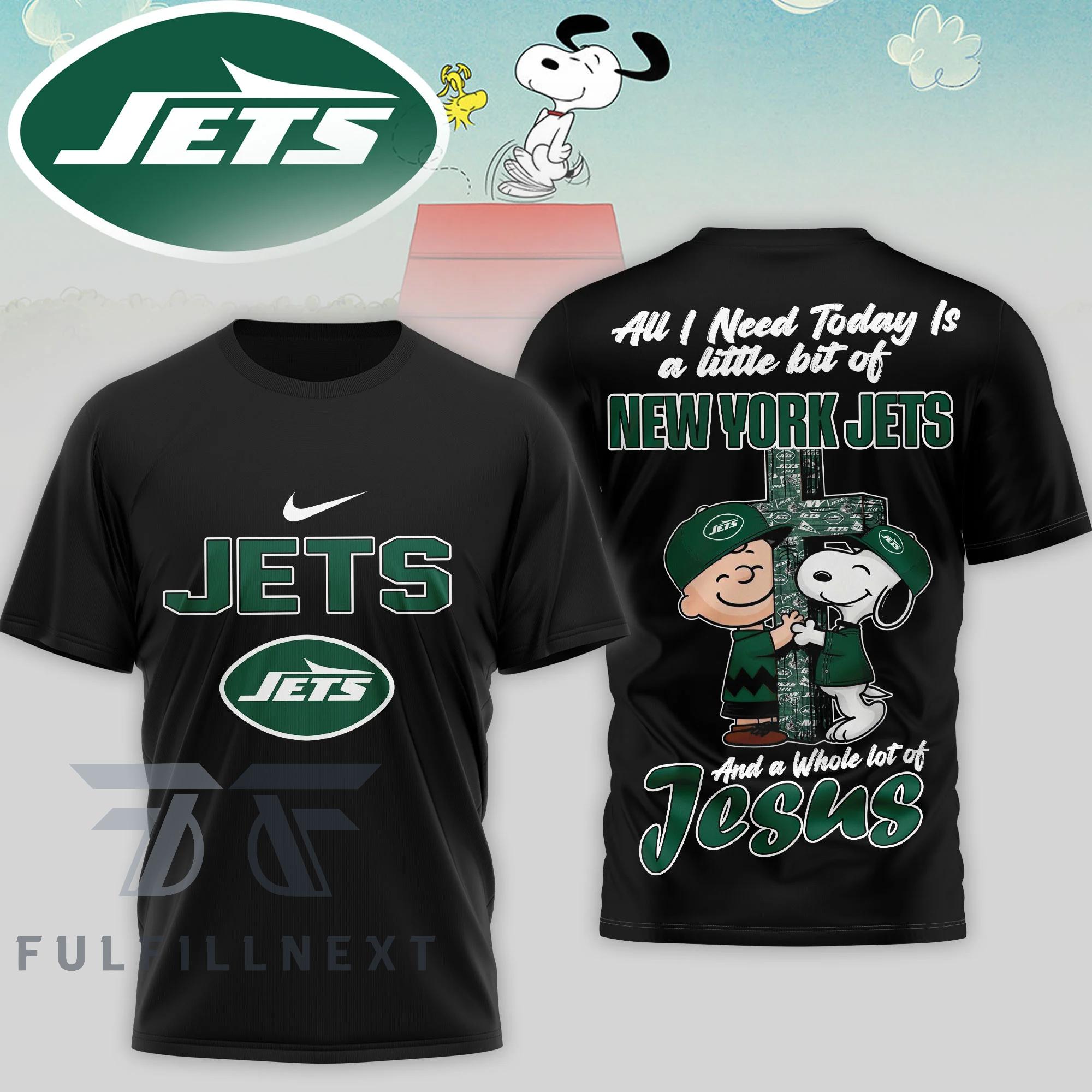 New York Jets Peanuts Charlie Brown Snoopy T-Shirt - Image 2