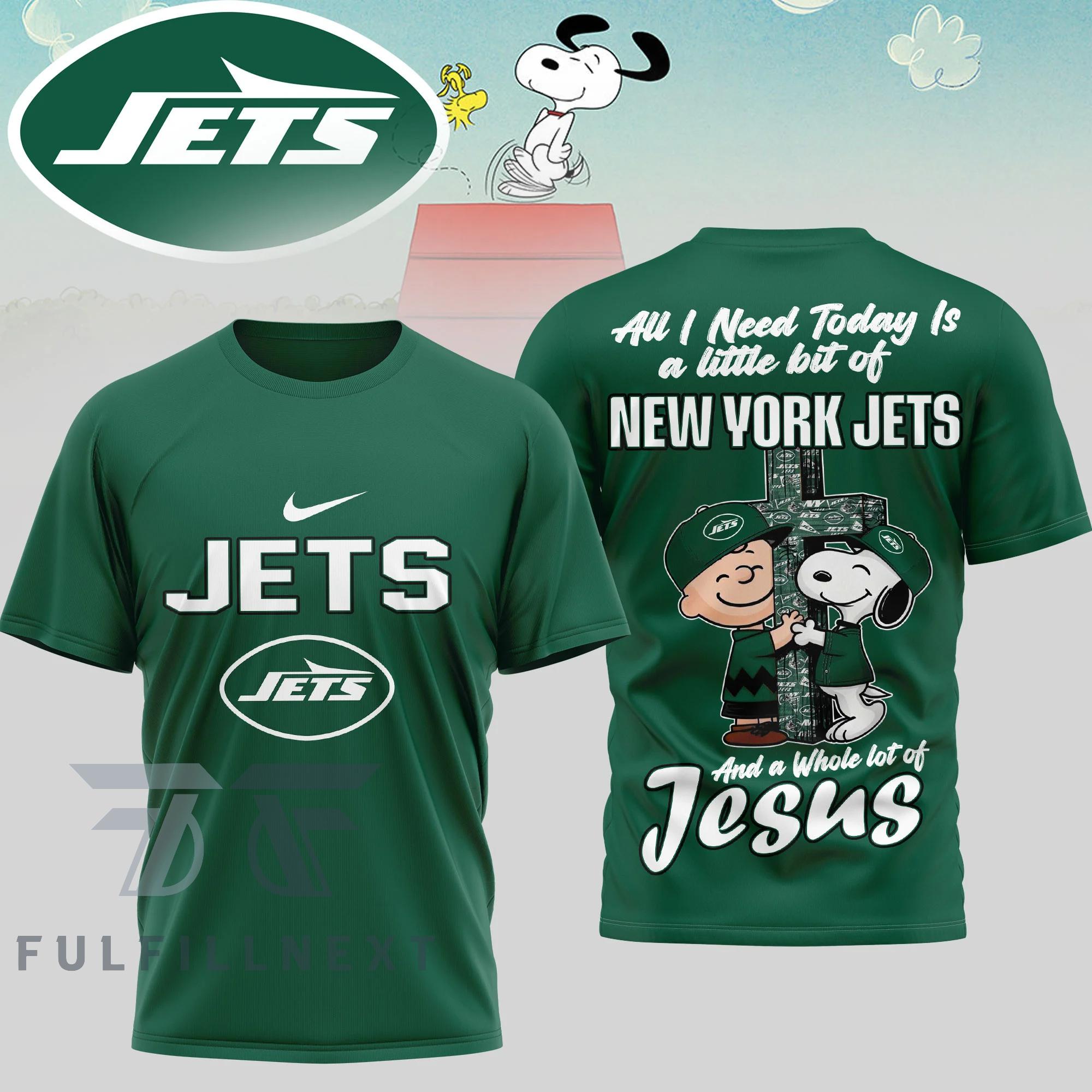 New York Jets Peanuts Charlie Brown Snoopy T-Shirt - Image 3