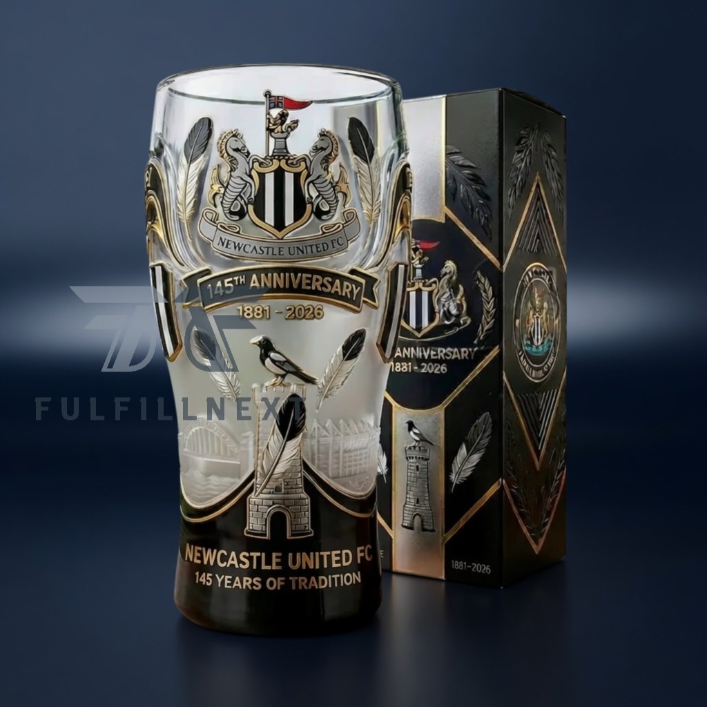 Newcastle United FC 145th Anniversary Pint Glass