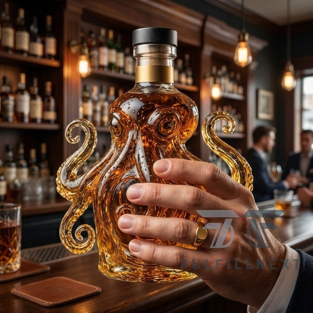 Octopus Golden Design Whiskey Bottle - Image 2