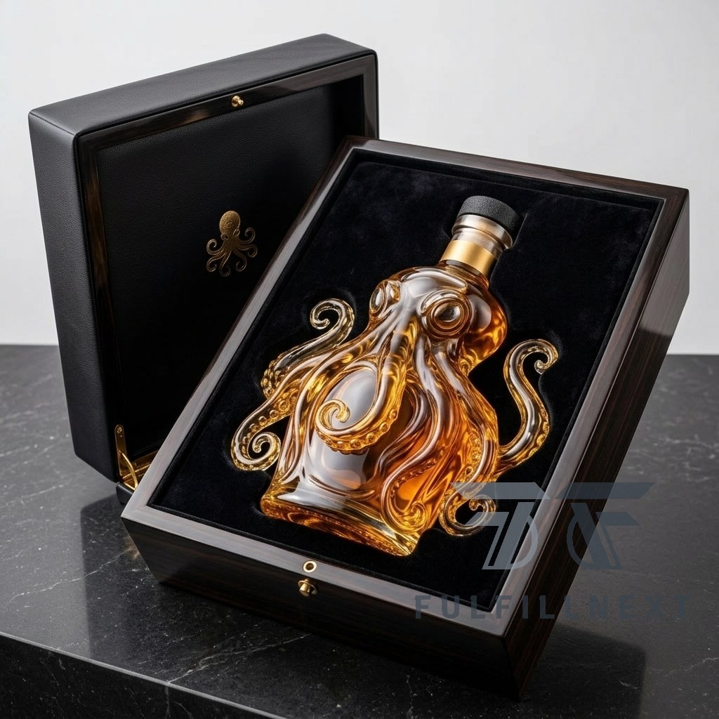 Octopus Golden Design Whiskey Bottle - Image 3