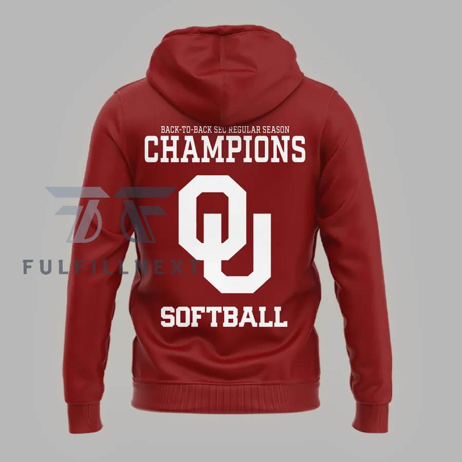 Oklahoma Sooners Back-to-Back SEC Regular Season 2026 Softball Champions Hoodie - Image 3