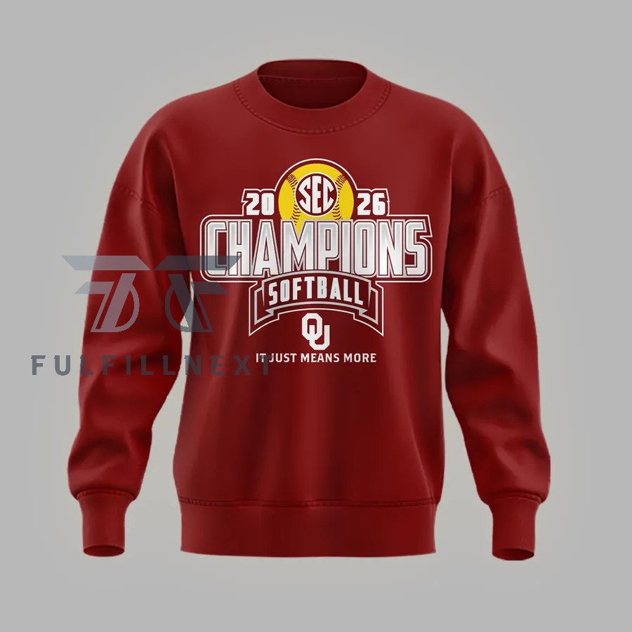 Oklahoma Sooners Back-to-Back SEC Regular Season Champions 2026 Softball Sweatshirt - Image 2