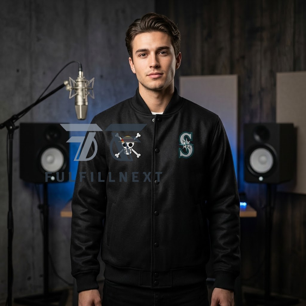 One Piece Seattle Mariners Baseball Crossover Bomber Jacket - Image 2