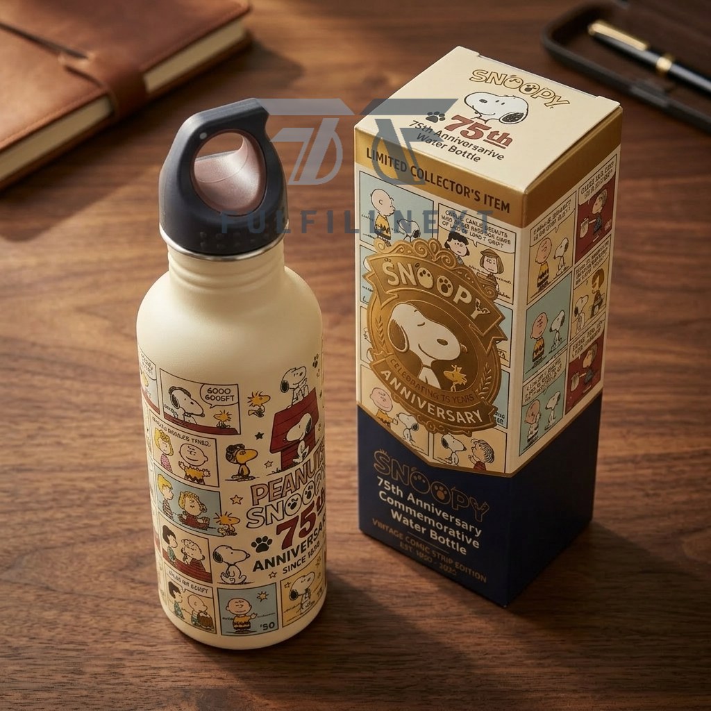 Peanuts Snoopy 75th Anniversary Commemorative Water Bottle - Image 3